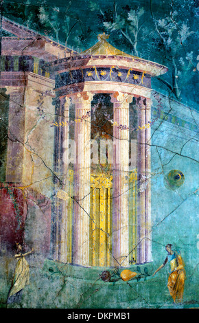 Architektur, römische Fresko aus Pompeji, Archäologisches Nationalmuseum Neapel, Kampanien, Italien Stockfoto