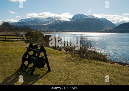 Ben Nevis von Caol in der Nähe von Fort William, Hochlandregion, Schottland, UK. Stockfoto