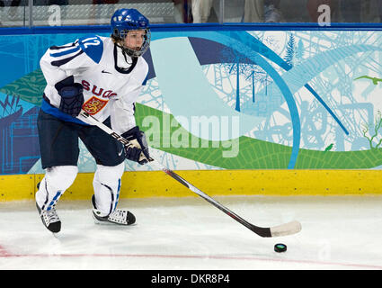 14. Februar 2010 - Vancouver, British Columbia, Kanada - Finnland MARI SAARINEN. Womens Hockey vorläufige Runde Finnland Shutout Russland 5-1 bei Olympischen Winterspielen 2010 in Vancouver. (Kredit-Bild: © Patrick T Fallon/ZUMA Press) Stockfoto