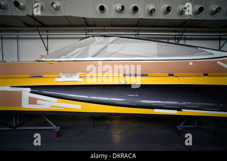 Rivarama Superyacht im Bau an der Riva-Fabrik in Sarnico, Italien. Stockfoto