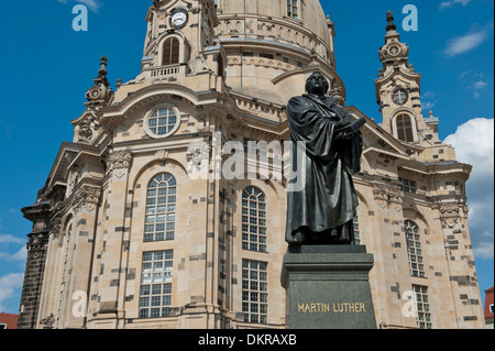 Dresden Kirche Kirche der Muttergottes Frauenkirche Altstadt Geschichte Kultur Stadt Stadt Deutschland Europa Sachsen Denkmal Luther Martin Stockfoto