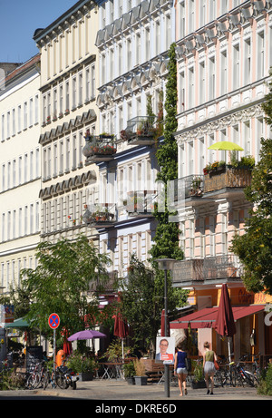 Altbauten, Oderberger Straße, Prenzlauer Berg, Berlin, Deutschland Stockfoto