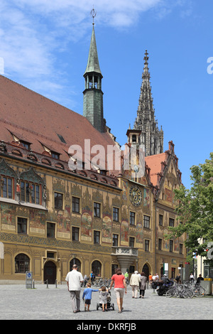 Ulmer Rathaus Marktplatz Stockfoto