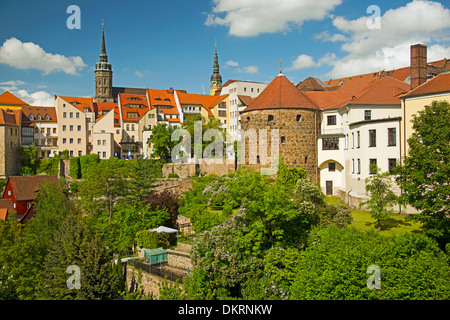 Bautzen-Budysin Deutschland Domkuppel Europa Lausitz Oberlausitz Oberlausitz Panorama Petri Rathausturm Sachsen Stockfoto