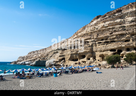 Matala, Pitsidia, Gemeindebezirken von Festos, Regionalbezirk Iraklio, Kreta, Griechenland Stockfoto