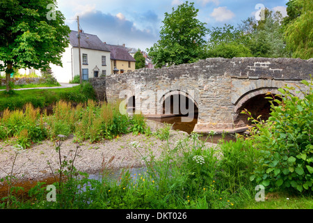 Die alte Lastesel-Brücke bei Clun, Shropshire, England. Stockfoto