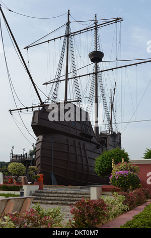 Holzschiff ´Flora de Lamar´, Melaka, Malaysia Stockfoto