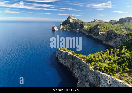 Blick vom Mirador d es Colomer, Mirador de Mal Pas, Cap de Formentor, Formentor, Mallorca, Balearen, Spanien, Europa Stockfoto