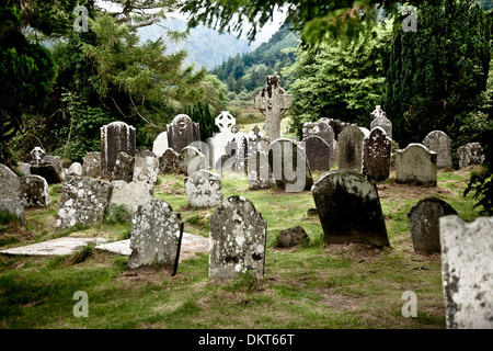 Friedhof und Grabsteine. Stockfoto