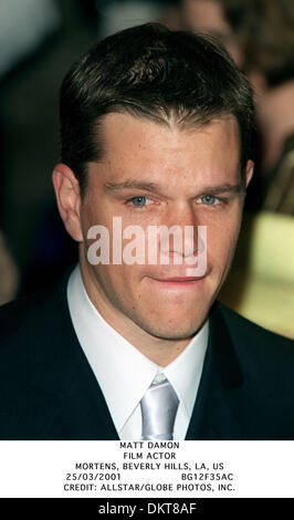 MATT DAMON. FILM-SCHAUSPIELER. MORTENS, BEVERLY HILLS, LA, US.25/03/2001.BG12F35AC. Stockfoto