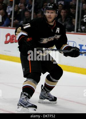 10. Februar 2010 - Anaheim, Kalifornien, USA - Anaheim Ducks Zentrum Saku Koivu Finnlands während der dritten Periode eines NHL Eishockey-Spiel gegen die Edmonton Oilers im Honda Center abgebildet ist.  (Kredit-Bild: © Mark Samala/ZUMA Press) Stockfoto