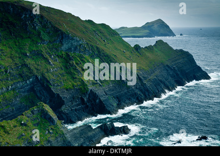 Küstenlandschaft in den Skellig Ring, Iveragh-Halbinsel. County Kerry, Irland, Europa. Stockfoto