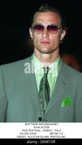 4. September 2000 - Filmfestival, Venedig, Italien - MATTHEW MCCONAUGHEY. FILM-SCHAUSPIELER. FILM FESTIVAL, VENEDIG, ITALY.04/09/2000.BB78E17C. CREDIT: (Kredit-Bild: © Globe Photos/ZUMAPRESS.com) Stockfoto