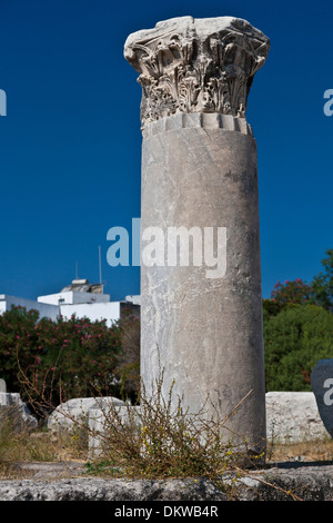 Kos-Agora Archäologie Ausgrabung Ausgrabungsstätte Griechenland Europa Hafen Insel Cannelures Wand Wände Meer Mittelmeer Stockfoto