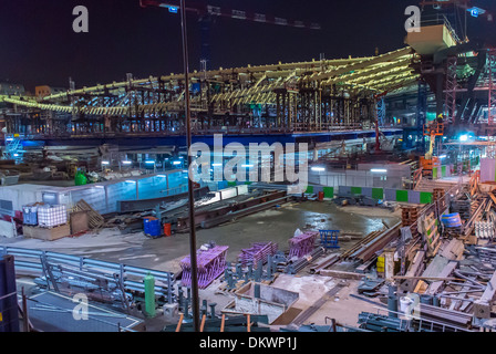 Paris, Frankreich, French Shopping Mall, Les Halles, 'The Forum', Baustelle, bei Nacht, Luftaufnahme Einkaufszentrum frankreich Stockfoto