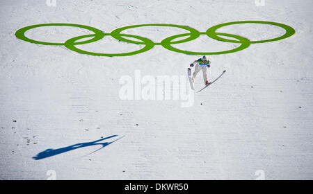 20. Februar 2010 - Whistler, British Columbia, Kanada - MARTIN SCHMITT von Deutschland in der zweiten Runde von den Herren Großschanze Skispringen bei den Olympischen Winterspiele 2010 in Whistler, British Columbia, Kanada (Credit-Bild: © Jed Conklin/ZUMA drücken) Stockfoto