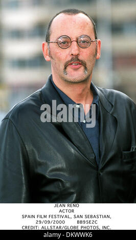 29. September 2000 - Filmfestival, SAN SEBASTIAN - JEAN RENO. SCHAUSPIELER. Spanien. FILMFESTIVAL, SAN SEBASTIAN,.29/09/2000.BB95E2C. CREDIT: (Kredit-Bild: © Globe Photos/ZUMAPRESS.com) Stockfoto