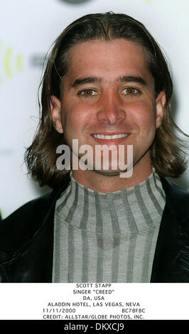 11. November 2000 - ALADDIN HOTEL, LAS VEGAS, NEVA - SCOTT STAPP. SÄNGER '' GLAUBEN '' .DA, USA. ALADDIN HOTEL, LAS VEGAS, NEVA.11/11/2000.BC78F8C. CREDIT: (Kredit-Bild: © Globe Photos/ZUMAPRESS.com) Stockfoto