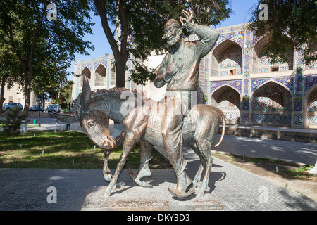 Statue von Khodja Nasreddin, auch bekannt als Hoja Nasruddin, Buchara, Usbekistan Stockfoto