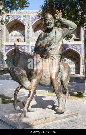 Statue von Khodja Nasreddin, auch bekannt als Hoja Nasruddin, Buchara, Usbekistan Stockfoto