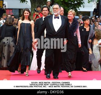 22. Mai 2001 -... 11.05.01: NICE MATIN - FESTIVAL CANNES.'' APOCALYPSE NOW'' COPPOLA UND FAMILIE. Â © IMAPRESS / NICE MATIN. FESTIVAL DE CANNES 2001. (Kredit-Bild: © Globe Photos/ZUMAPRESS.com) Stockfoto