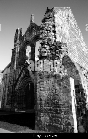 SEITENANSICHT VON KIRKSTALL ABBEY UND SEINE RUINEN Stockfoto