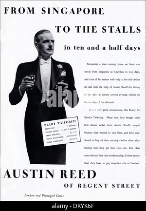 1930er Jahren original Vintage Magazin Werbung Werbung AUSTIN REED Regent Street London Herren Schneider. Stockfoto