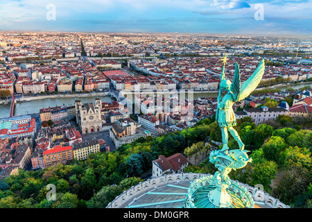 Blick auf Lyon Stadt von Fourvière, Frankreich Stockfoto