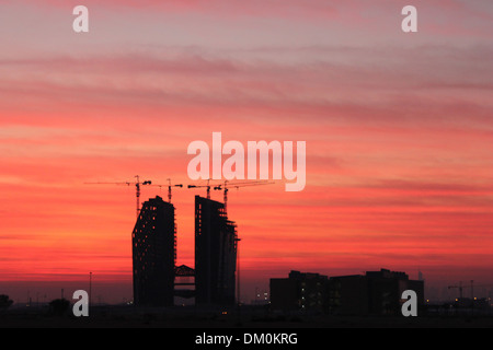 Bau-Sonnenuntergang getroffen in Dubai Vereinigte Arabische Emirate Stockfoto