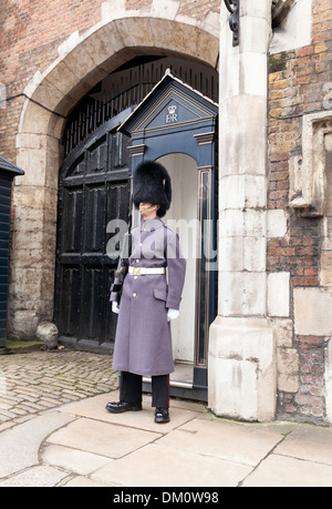 Irish Guard auf Wache im St. James Palace in London Stockfoto