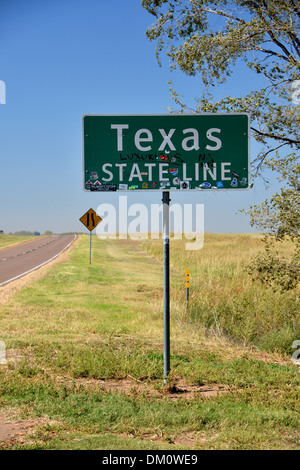 Texas-Staatsgrenze unterzeichnen auf der Route 66, Eingabe von Oklahoma Stockfoto