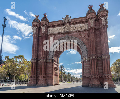 Arc de Triomf, Barcelona. Entworfen von Josep Vilaseca ich Casanovas. Als der wichtigste Zugang Tor für Barcelona Weltausstellung 1888 gebaut Stockfoto