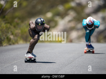 Hot Heels-Rennen 2013, Longboard Reiter, Südafrika western cape Stockfoto