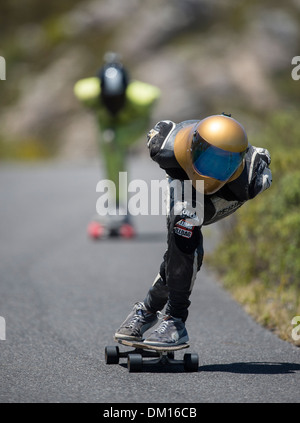 Hot Heels-Rennen 2013, Longboard Reiter, Südafrika western cape Stockfoto