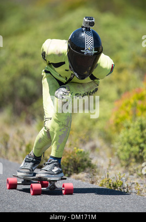 Hot Heels-Rennen 2013, Longboard Rider, Südafrika western cape Stockfoto