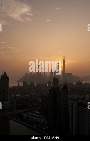 Stadtbild, Panorama, Sunrise, Pudong, Shanghai, China Stockfoto