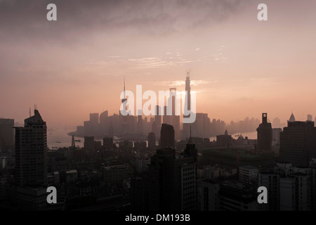 Stadtbild, Panorama, Sunrise, Pudong, Shanghai, China Stockfoto