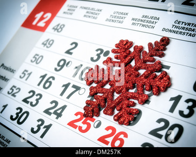 Konzeptuelle Ansicht des Kalenders im Dezember. Stockfoto