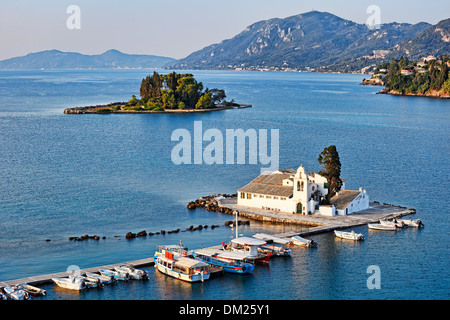 Panagia Vlacherna und Maus Insel auf Korfu, Griechenland Stockfoto