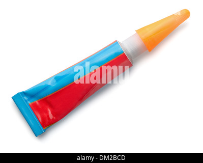Klebstoff Tube isoliert auf weiss Stockfoto