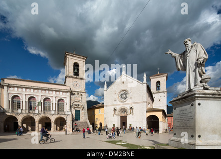 Piazza San Benedetto, Norcia, Umbrien, Italien Stockfoto