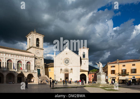 Piazza San Benedetto, Norcia, Umbrien, Italien Stockfoto