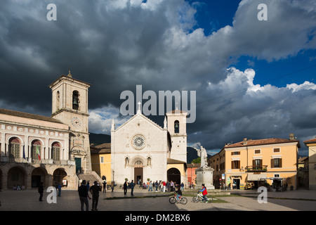 Piazza San Benedetto, Norcia, Umbrien, Italien Stockfoto
