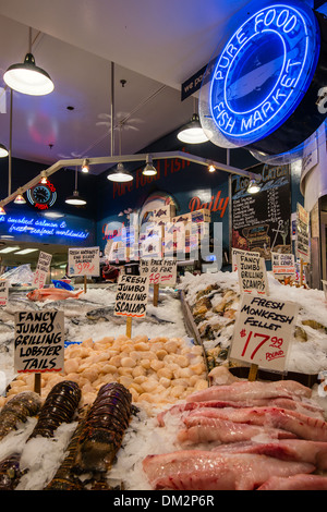 Fisch stand, Pike Place Market in Seattle, Washington, USA Stockfoto