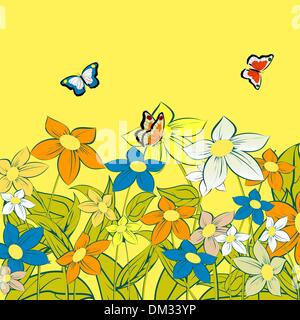 Blumen und Schmetterlinge Stock Vektor