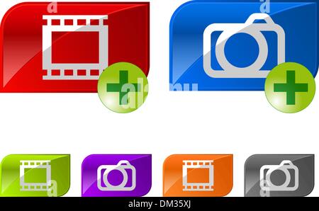 Glänzende Foto video buttons Stock Vektor