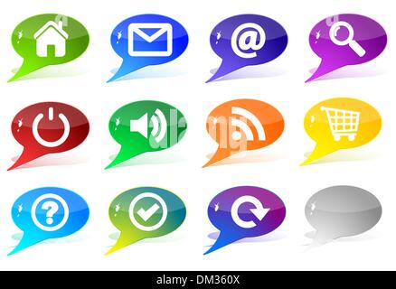 Glänzende Comics Tasten eingestellt. Stock Vektor