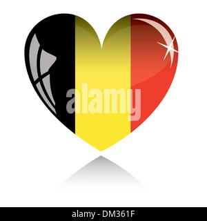 Vektor-Herz mit Belgien Fahne Textur isoliert auf einem weißen. Stock Vektor