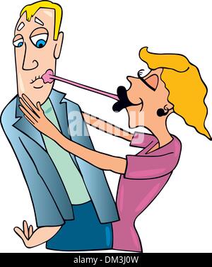 Kuss mit Kaugummi Stock Vektor