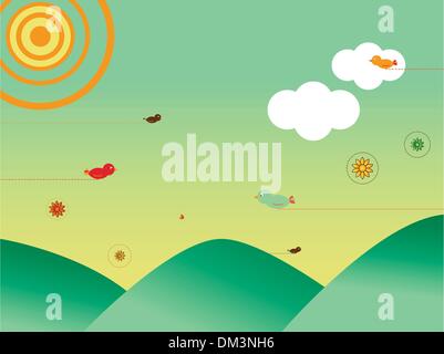 Retro-Stil-Landschaft Stock Vektor